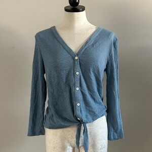 LOFT Blue Striped Button-Down Shirt